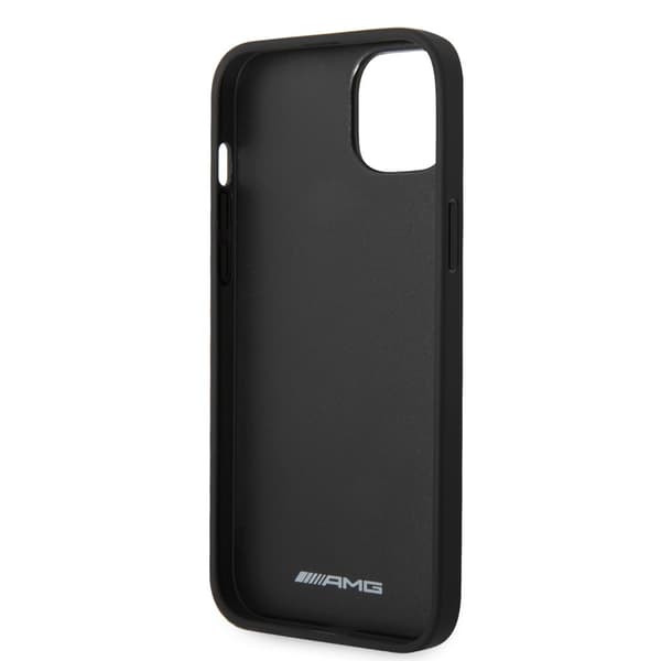 AMG iPhone 14 Plus Kuori Carbon Effect Stamped Logo Musta