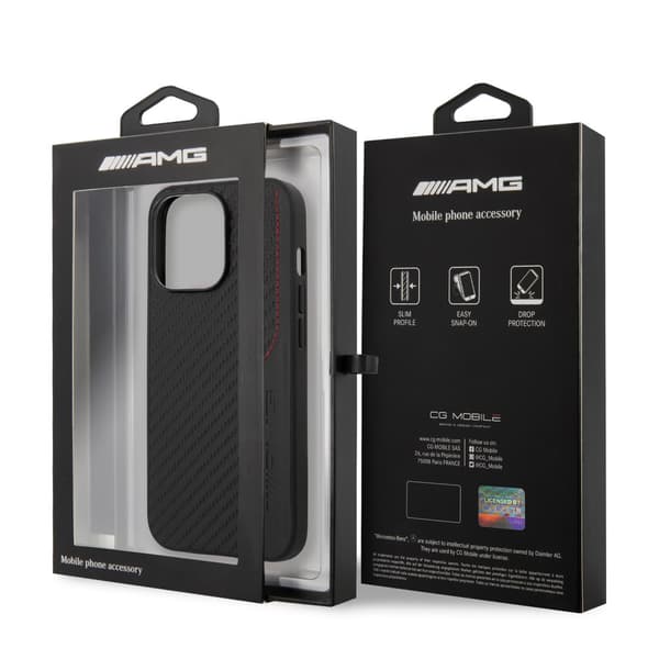 AMG iPhone 14 Pro Max Skal Carbon Effect Stamped Logo Svart