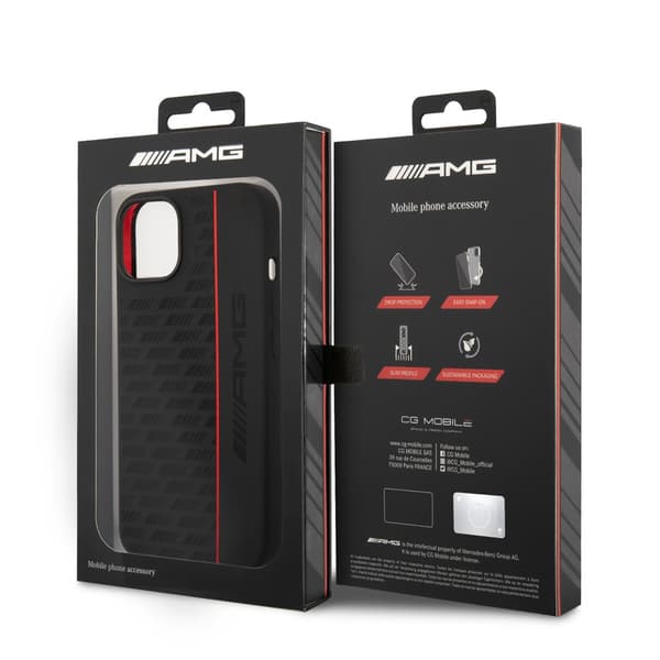 AMG iPhone 14 Plus Cover Liquid Silicone Carbon Pattern Sort