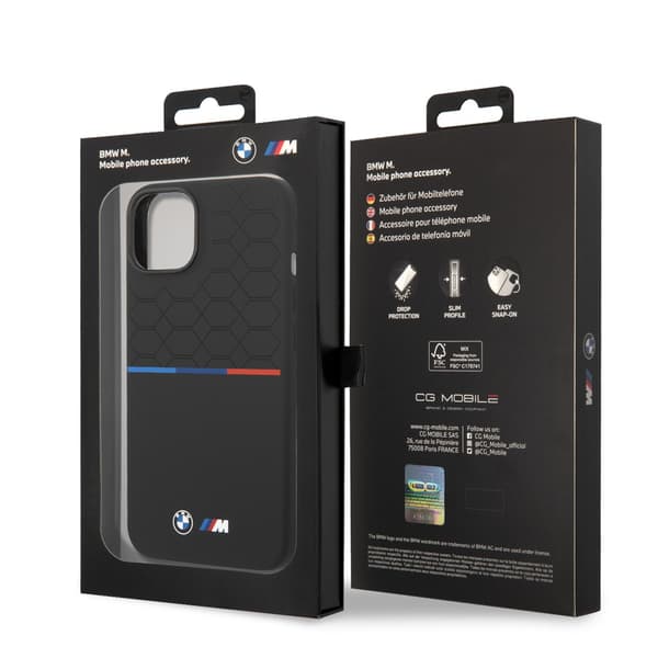 BMW iPhone 14 Plus Skal Tricolor Line & Logo Svart