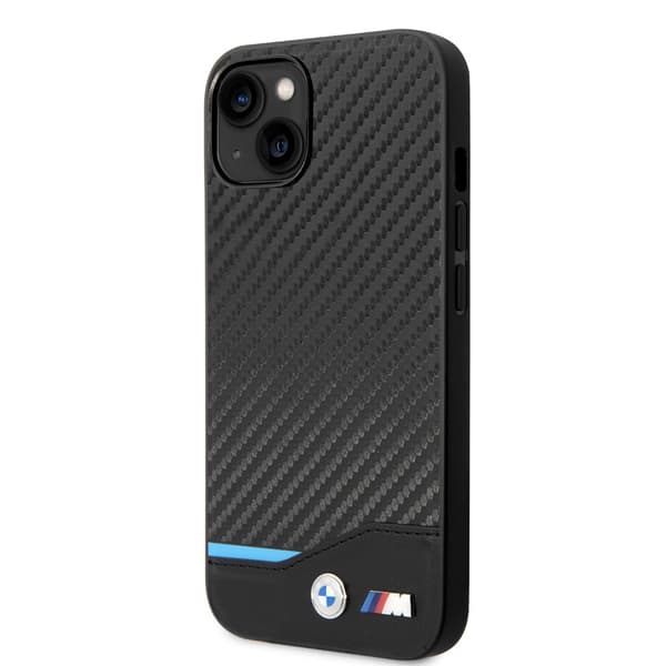 BMW iPhone 14 Plus Skal Carbon Effect Printed Logo Svart