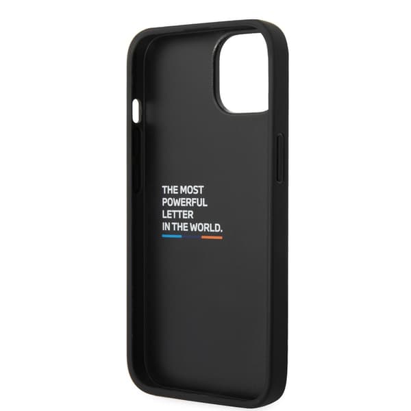 BMW iPhone 14 Kuori Carbon Effect Printed Logo Musta