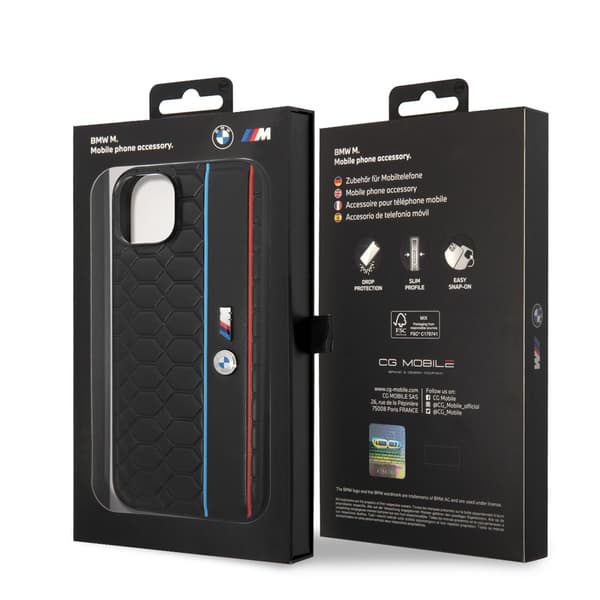 BMW iPhone 14 Plus Skal Hexagonal Pattern Svart
