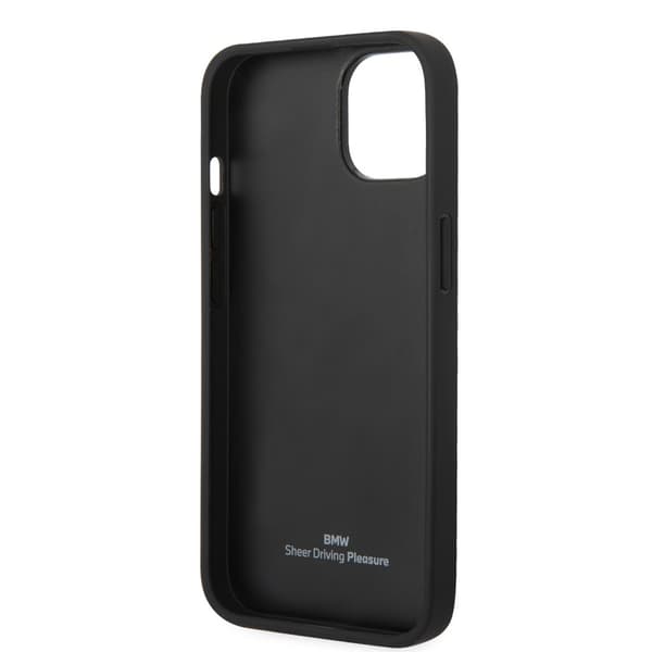 BMW iPhone 14 Plus Kuori Hot Stamp Metal Logo Musta
