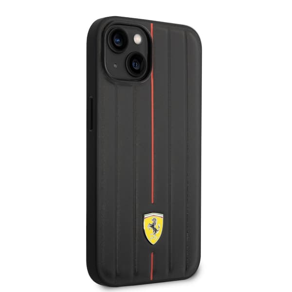 Ferrari iPhone 14 Plus Kuori Embossed Stripes Punainen