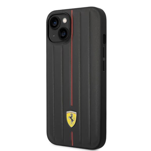 Ferrari iPhone 14 Plus Kuori Embossed Stripes Punainen
