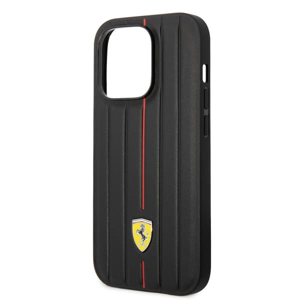 Ferrari iPhone 14 Pro Max Kuori Embossed Stripes Punainen