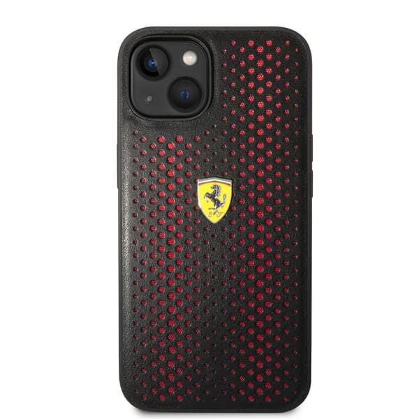 Ferrari iPhone 14 Skal Logo Perforerad Röd