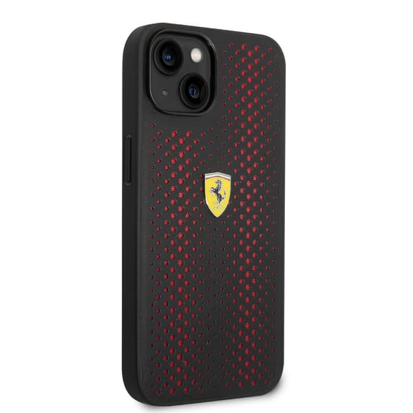 Ferrari iPhone 14 Skal Logo Perforerad Röd