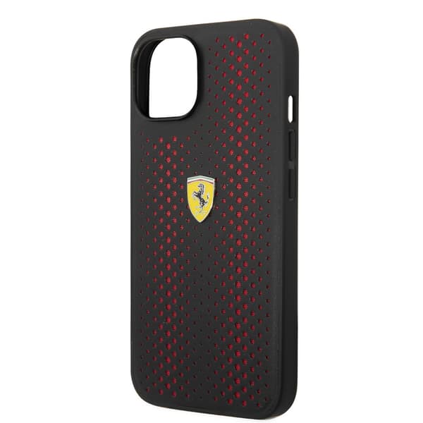 Ferrari iPhone 14 Skal Logo Perforerad Röd
