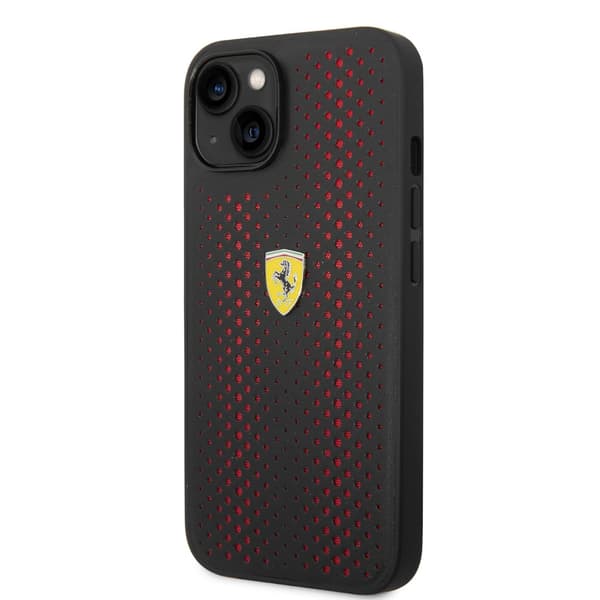 Ferrari iPhone 14 Skal Logo Perforerad Röd