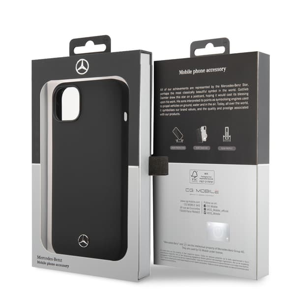 Mercedes Benz iPhone 14 Plus Kuori Liquid Silicone Musta