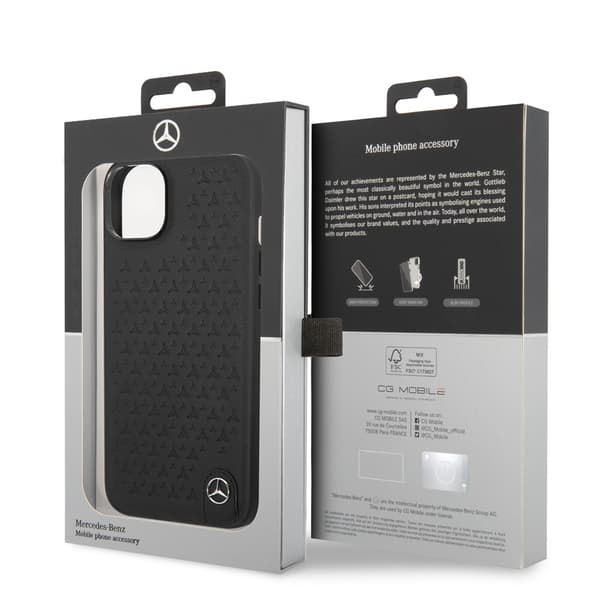 Mercedes Benz iPhone 14 Plus Deksel Star Pattern Svart