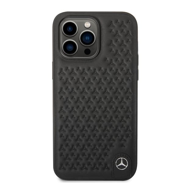 Mercedes Benz iPhone 14 Pro Max Kuori Star Pattern Musta