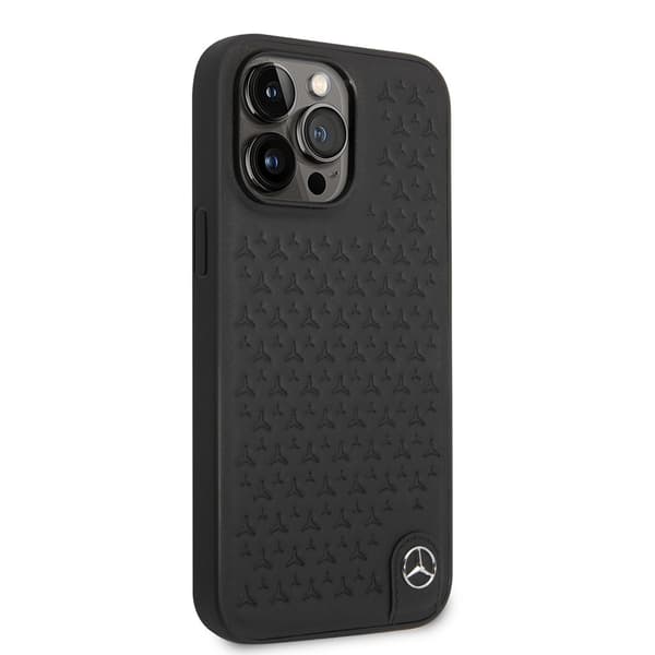 Mercedes Benz iPhone 14 Pro Max Kuori Star Pattern Musta