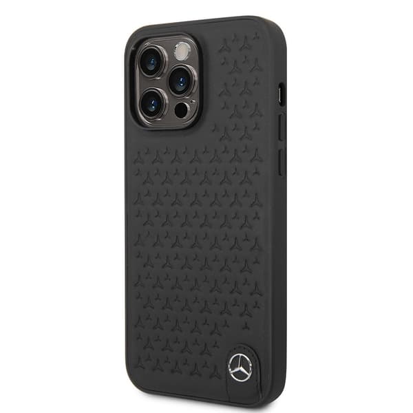 Mercedes Benz iPhone 14 Pro Max Kuori Star Pattern Musta