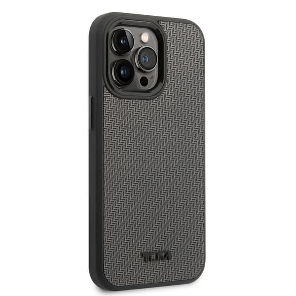 TUMI iPhone 14 Pro Kuori Aluminium Carbon Pattern Musta
