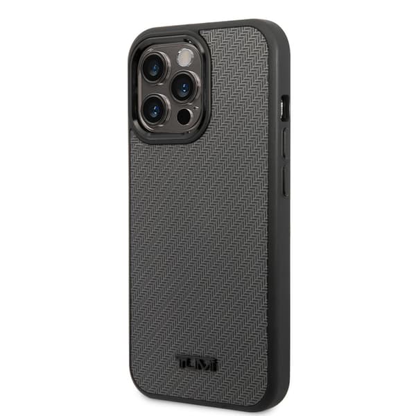 TUMI iPhone 14 Pro Kuori Aluminium Carbon Pattern Musta