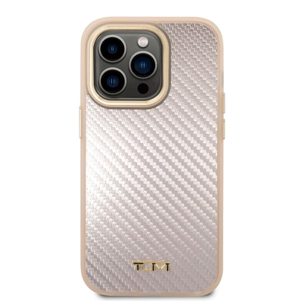 TUMI iPhone 14 Pro Max Kuori Aluminium Carbon Pattern Vaaleanpunainen