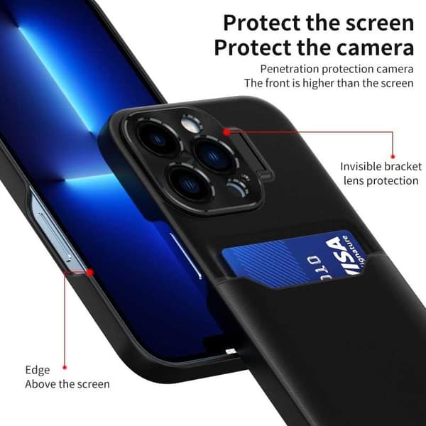 iPhone 13 Pro Stötdämpande Skal med Korthållare Glitch