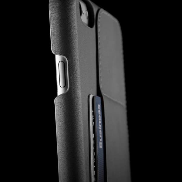 Mujjo iPhone 6/6S Plus Skal Full Leather Wallet Case Grå