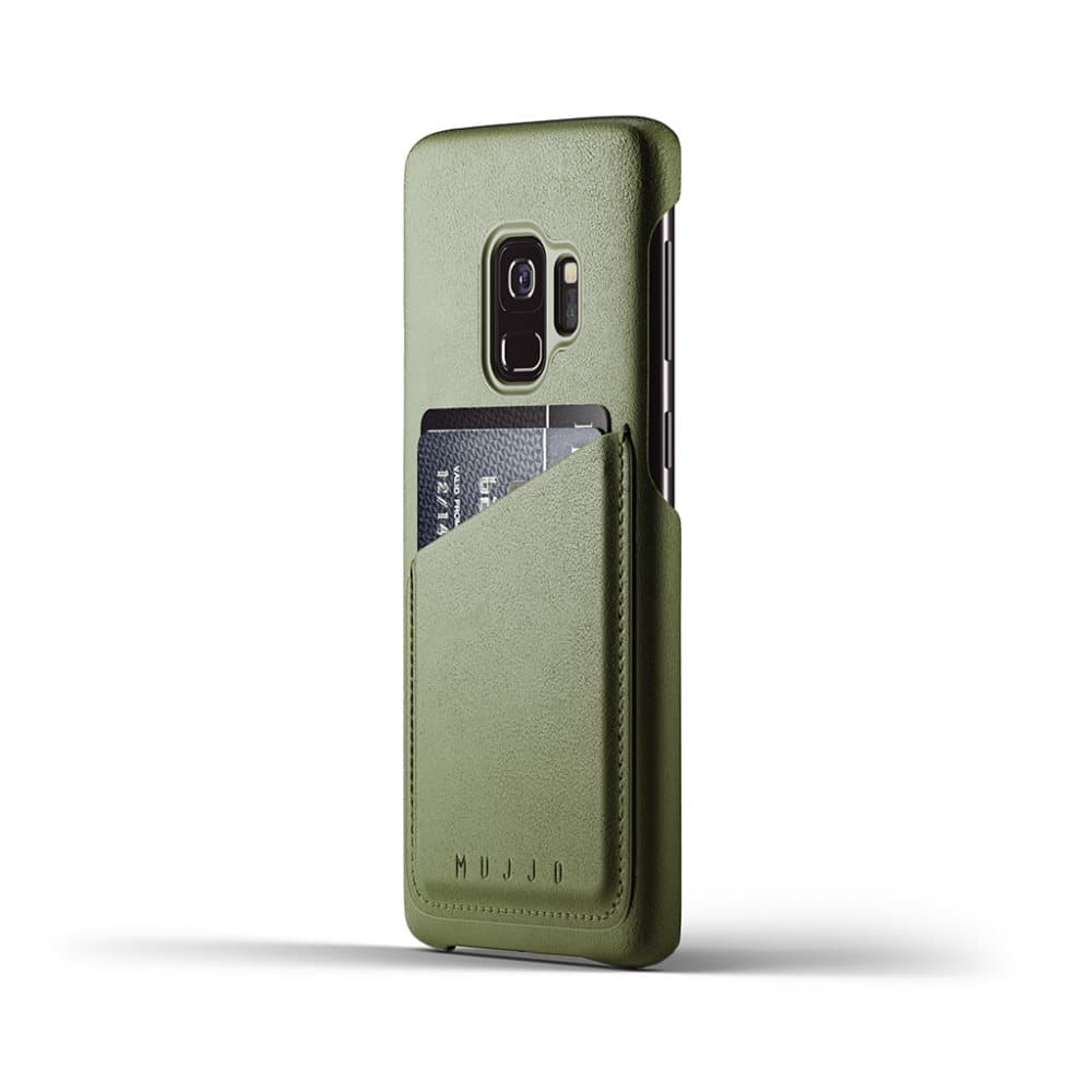 Mujjo Samsung Galaxy S9 Skal Full Leather Wallet Case Olive Green