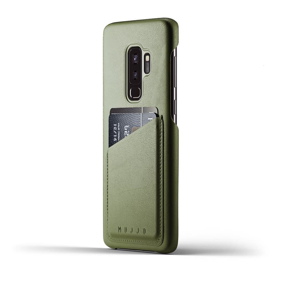 Mujjo Samsung Galaxy S9 Plus Skal Full Leather Wallet Case Olive Green