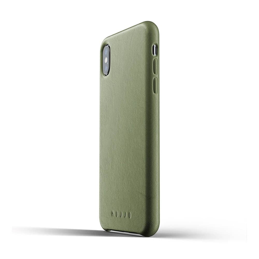 Mujjo iPhone Xs Max Skal Full Leather Case Olive Green