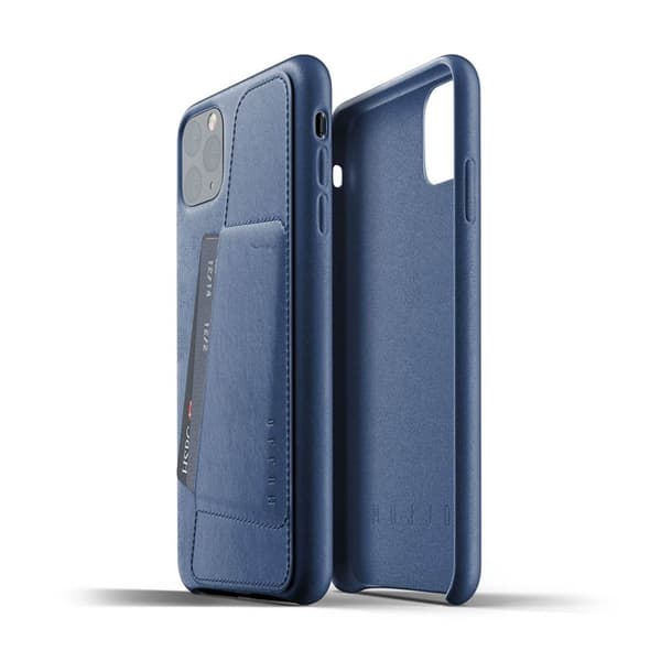 Mujjo iPhone 11 Pro Max Cover Full Leather Wallet Case Monaco Blue