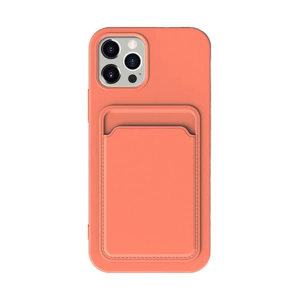 iPhone 14 Pro Silikonskal med Korthållare - Orange
