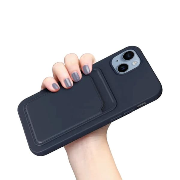 iPhone 14 Plus Silikonskal med Korthållare - Blå