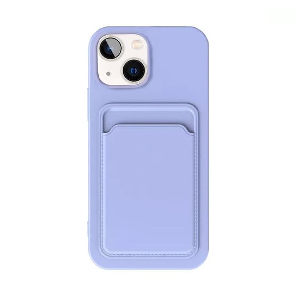 iPhone 14 Silikonskal med Korthållare - Lila