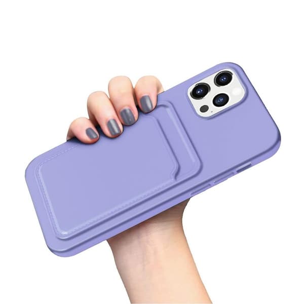 iPhone 14 Pro Max Silikonskal med Korthållare - Lila