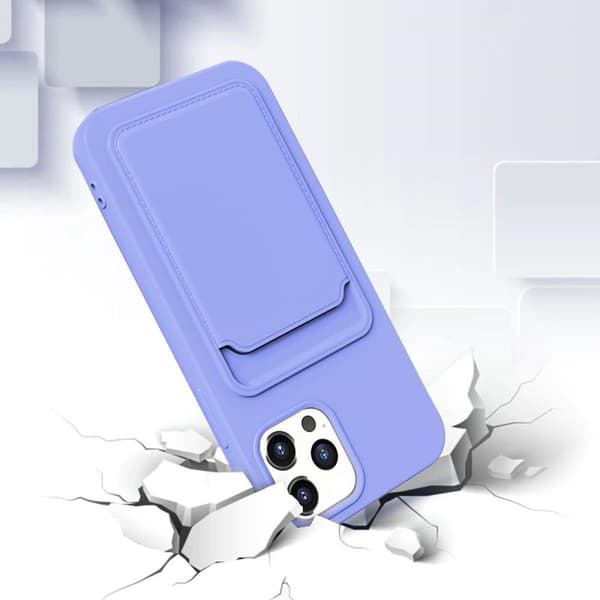 iPhone 14 Pro Max Silikonskal med Korthållare - Lila