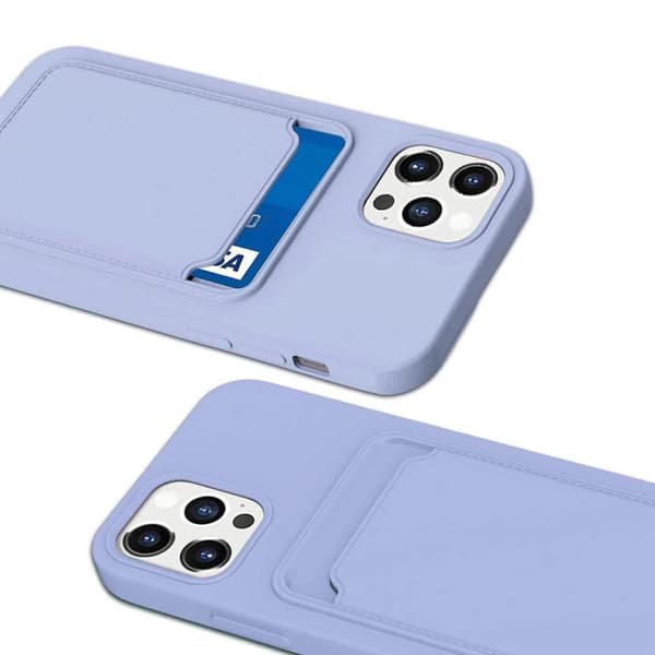 iPhone 14 Pro Max Silikonskal med Korthållare - Lila