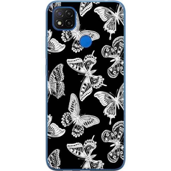 Xiaomi Redmi 9C NFC Gennemsigtig cover Sommerfugl
