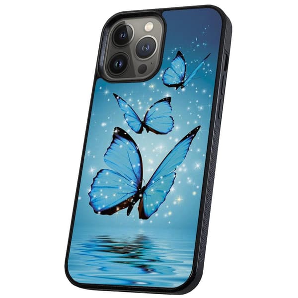 iPhone 14 Pro - Cover/Mobilcover Glitrende Sommerfugle