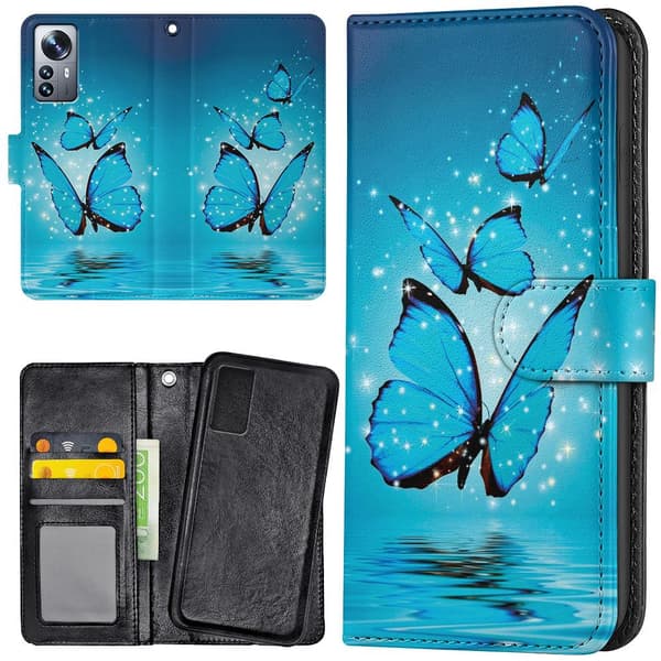 Xiaomi 12 - Mobilcover/Etui Cover Glitrende Sommerfugle