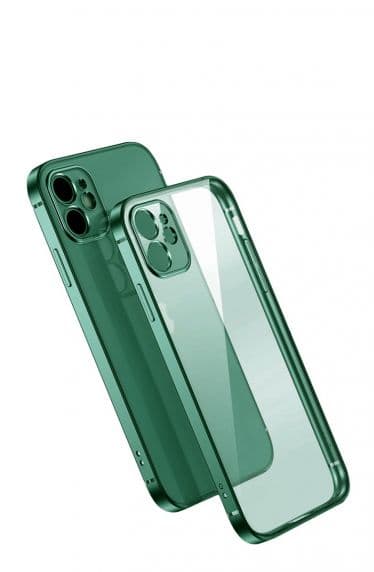 iPhone 12 Mini Skal med Kameraskydd – Mörkgrön/transparent