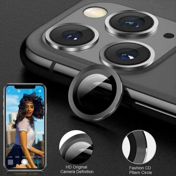 iPhone 12 Mini Metal Protector Hoop Ring för kamera (2 st) Svart