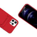 Miniatyrbild 3 av 5: iPhone 12/12 Pro Silikonskal med Korthållare – Röd