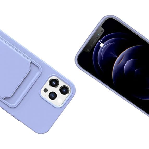 iPhone 12/12 Pro Silikonskal med Korthållare – Lila