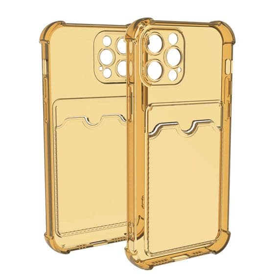 iPhone 12 Pro Shockproof Skal med Korthållare – Gul