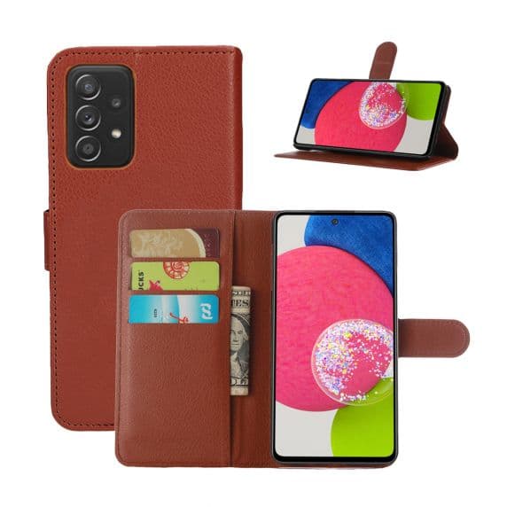 Samsung Galaxy A52s Läder Plånboksfodral Flip Stand – Brun