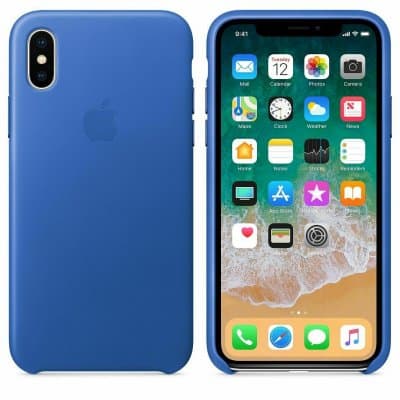 Apple iPhone X Läderskal Original – Electric Blue