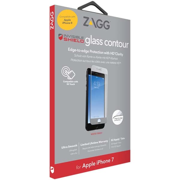 Zagg InvisibleSHIELD iPhone 7/8 Härdat Glasskydd – Vit