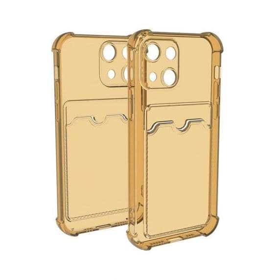 iPhone 13 TPU Shockproof Skal med Korthållare – Gul