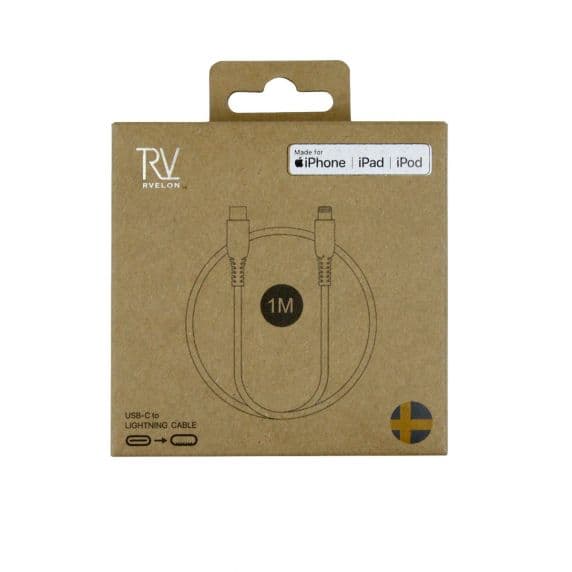Rvelon USB-C till Lightning Kabel Flätad 1m