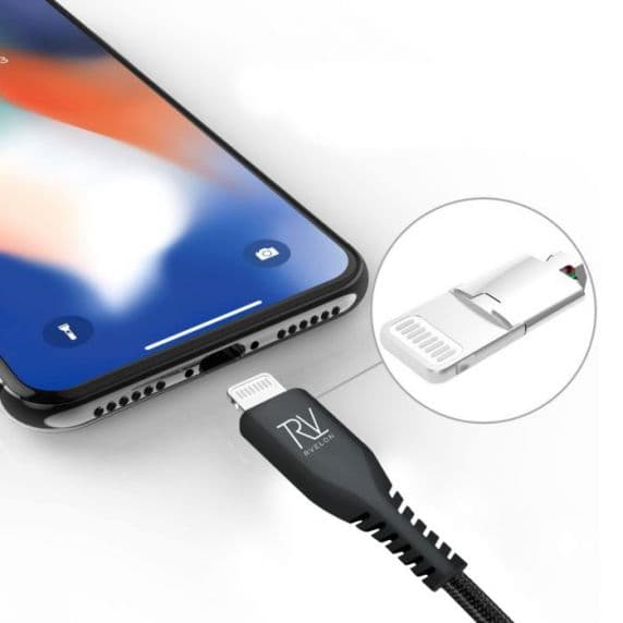 Rvelon USB-C till Lightning Kabel Flätad 1m