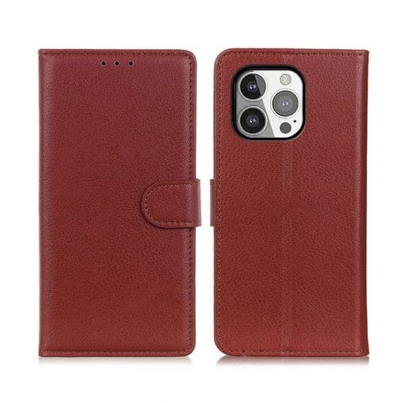 iPhone 13 Pro Flip Stand Läder Plånboksfodral – Brun